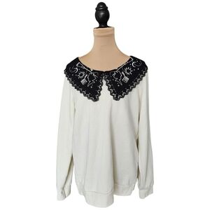 Studio Ghibli Kiki's Delivery Service Collared Cream and Black Sweater Sz L